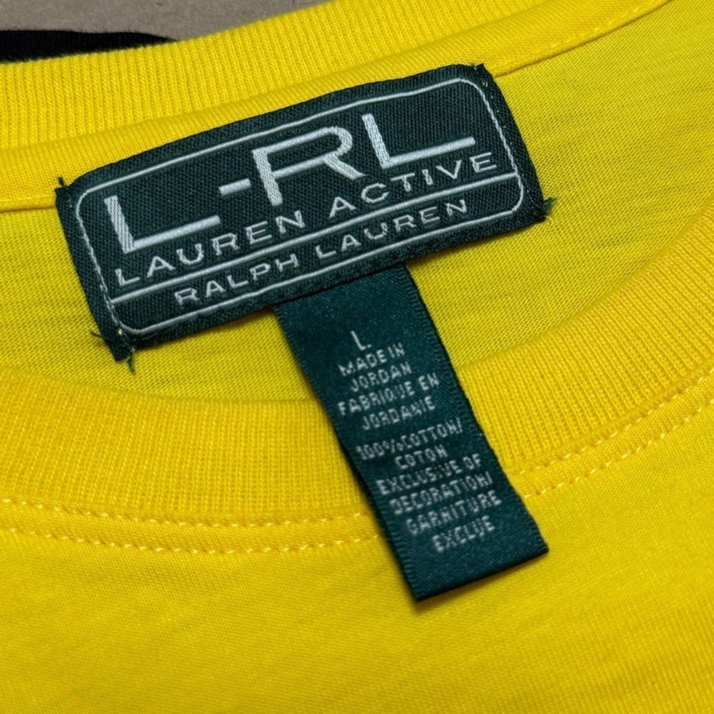 Lauren Ralph Lauren Sport Yellow Black Embroidered Logo Large Cotton Shirt - Picture 8 of 10